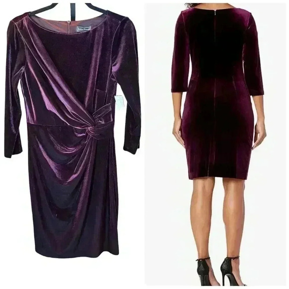 Jessica Howard Women's Velvet Sheath Dress; Size 6; Plum - Picture 1 of 15